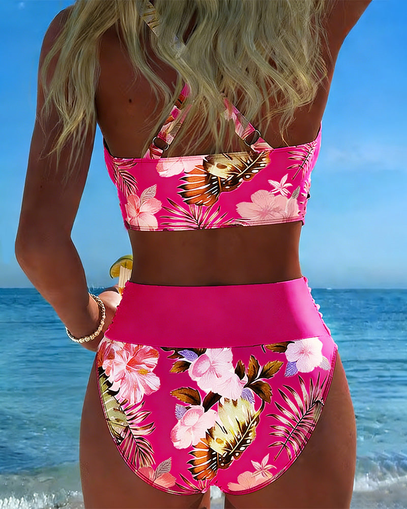 Hinari - Floral High Waisted Bikini Set