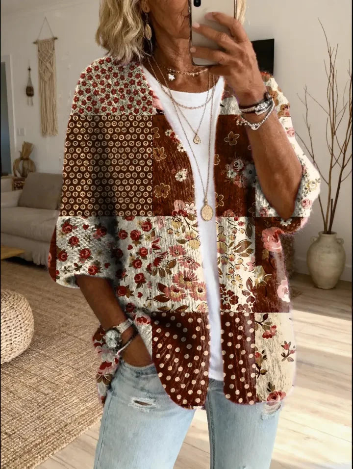 Stevena - Elegant Floral Pattern Sweater