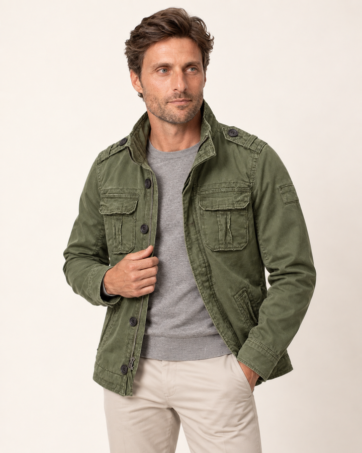 Peran - Multi Pocket Stand Collar Utility Jacket