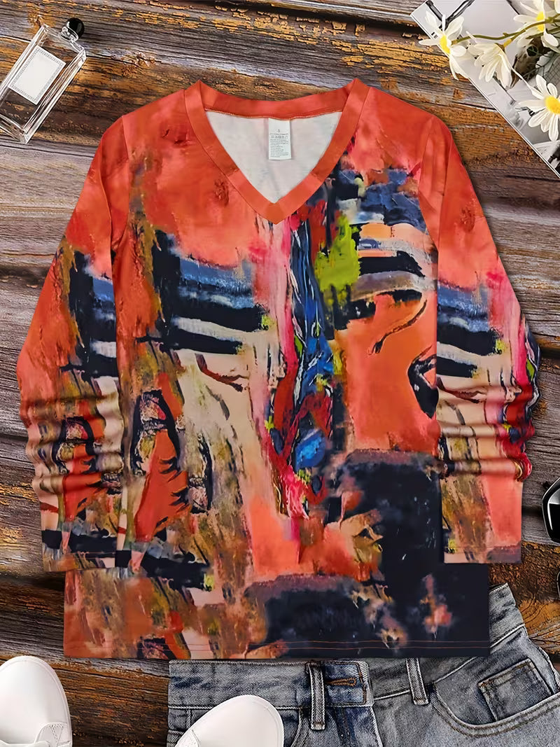 Marisita - Abstract Print Long Sleeve Top