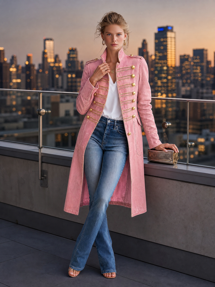 Soleeaessa - Long Sleeve Coat With Stand Collar
