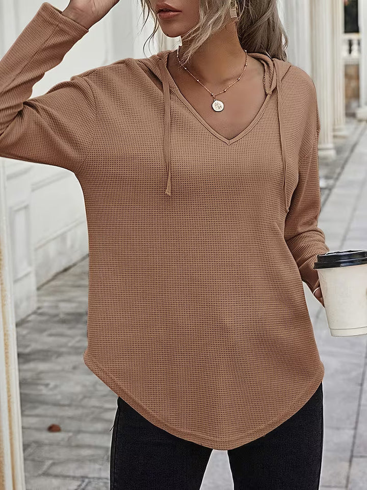 Heydi - Long Sleeve Curved Hem Hooded Sweatshirt