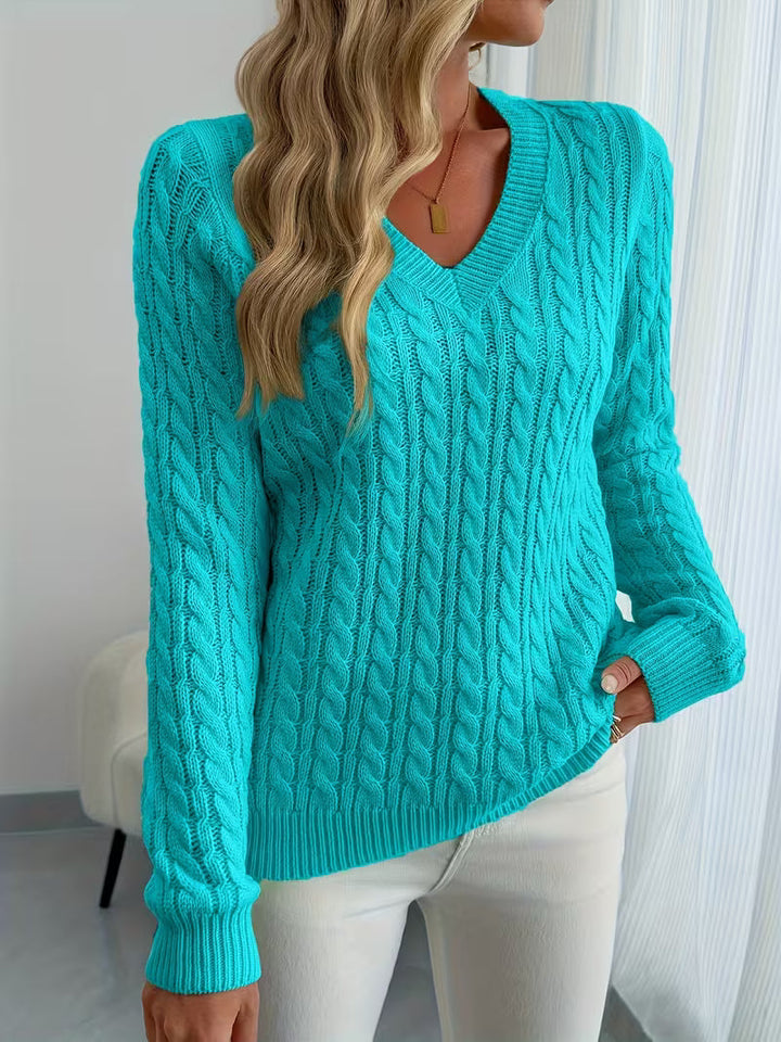 Lenea - Cable Knit Long Sleeve Sweater