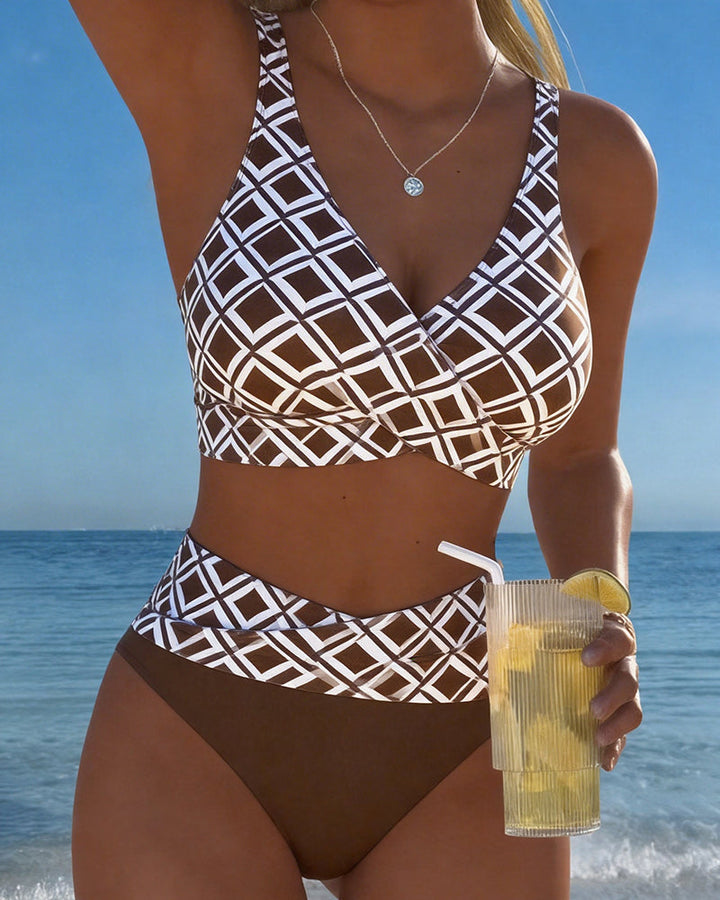 Chelvi - Elegant Two Piece Bikini With Diamond Pattern