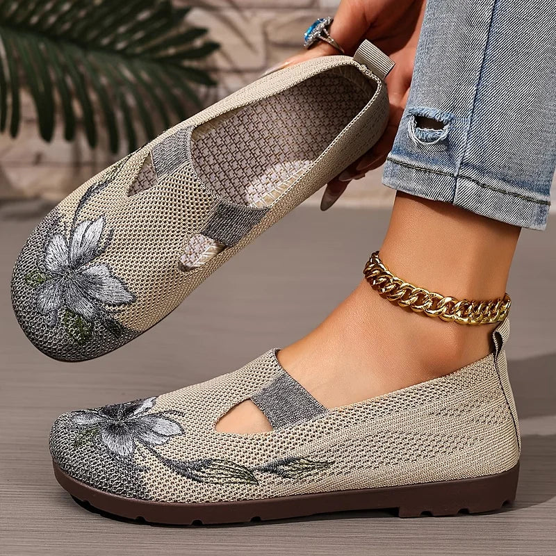 Martine – Breathable Floral Embroidered Knit Shoes