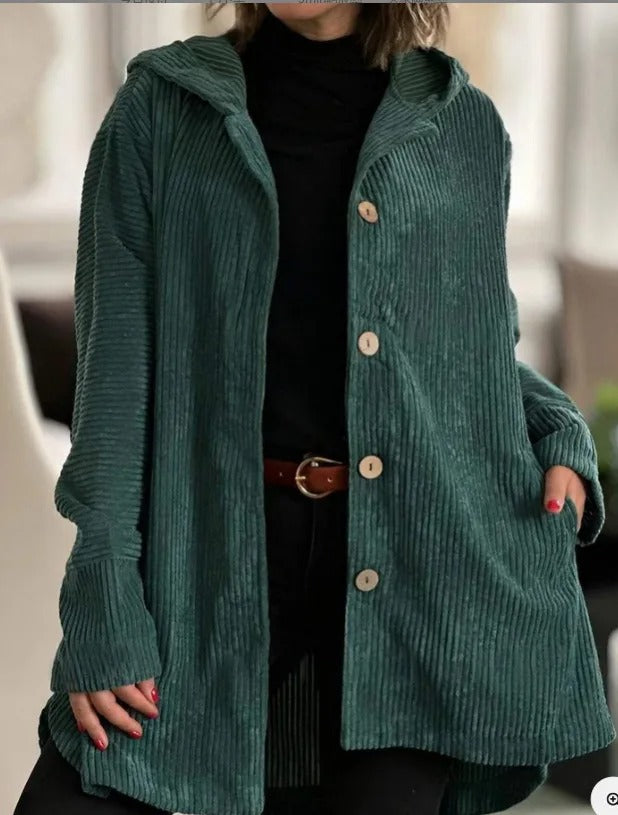 Elysita - Stylish Hooded Corduroy Coat