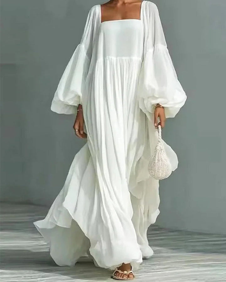 Nunila - Square Neckline Fairy Maxi Dress