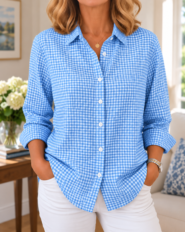 Tala - Long Sleeve Gingham Button Up Shirt
