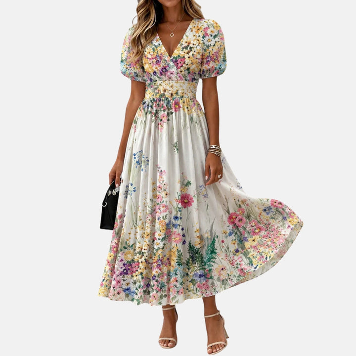 Kirina - Floral Print Wrap Midi Dress