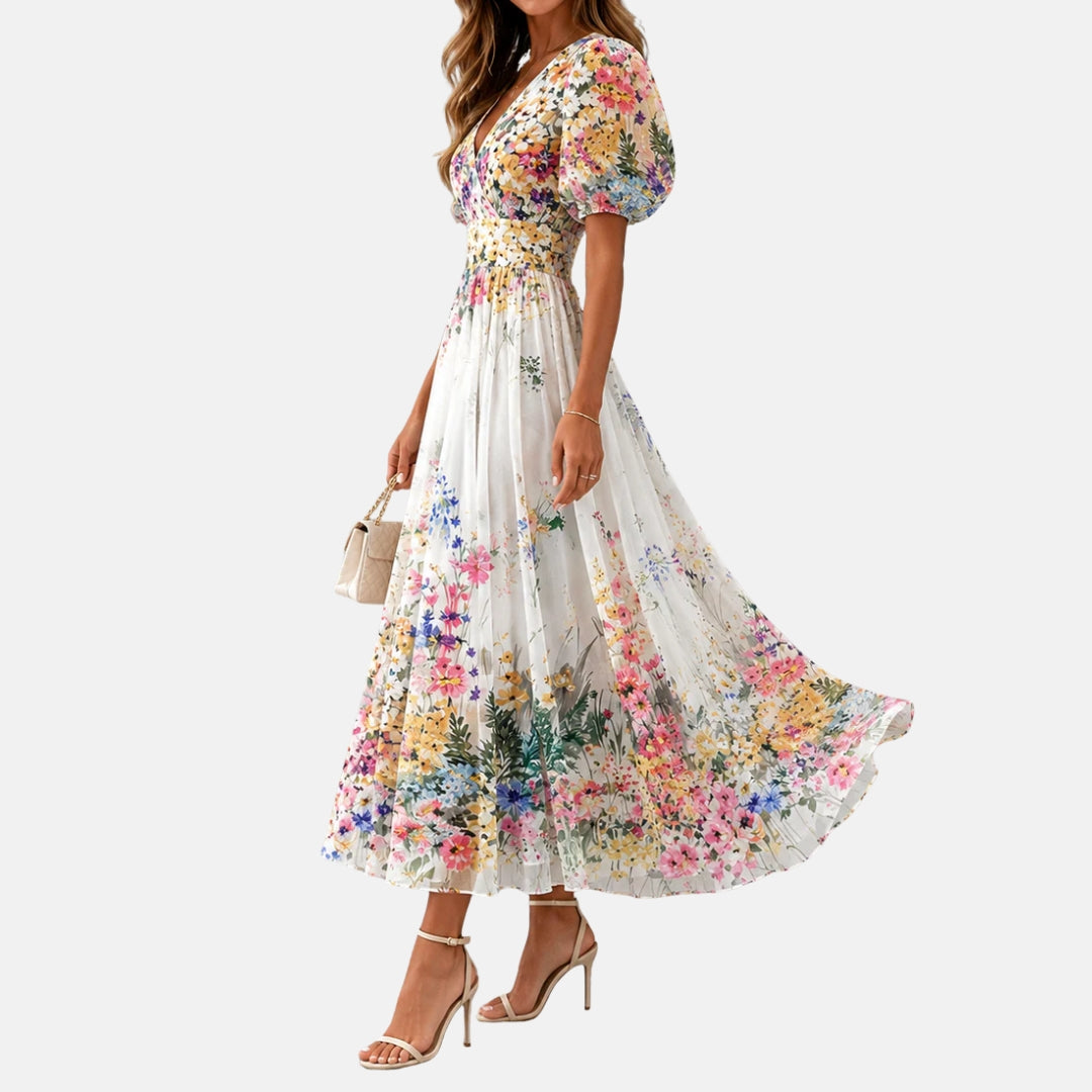 Kirina - Floral Print Wrap Midi Dress