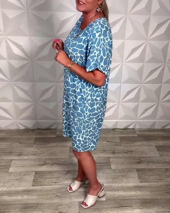 Salvinia - Casual Printed Round Neck Dress