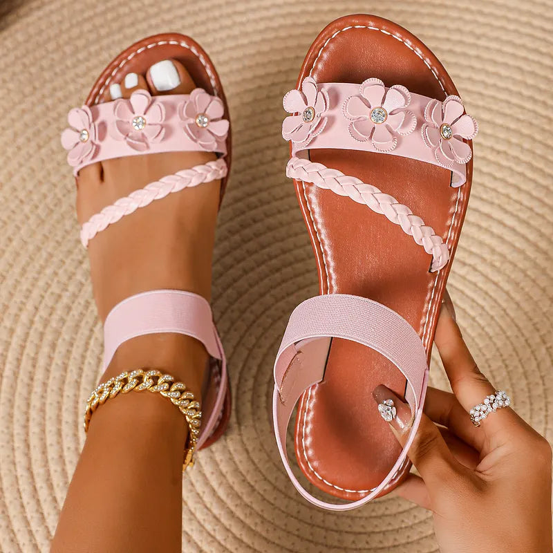 Anke - Comfortable Floral Flat Sandals