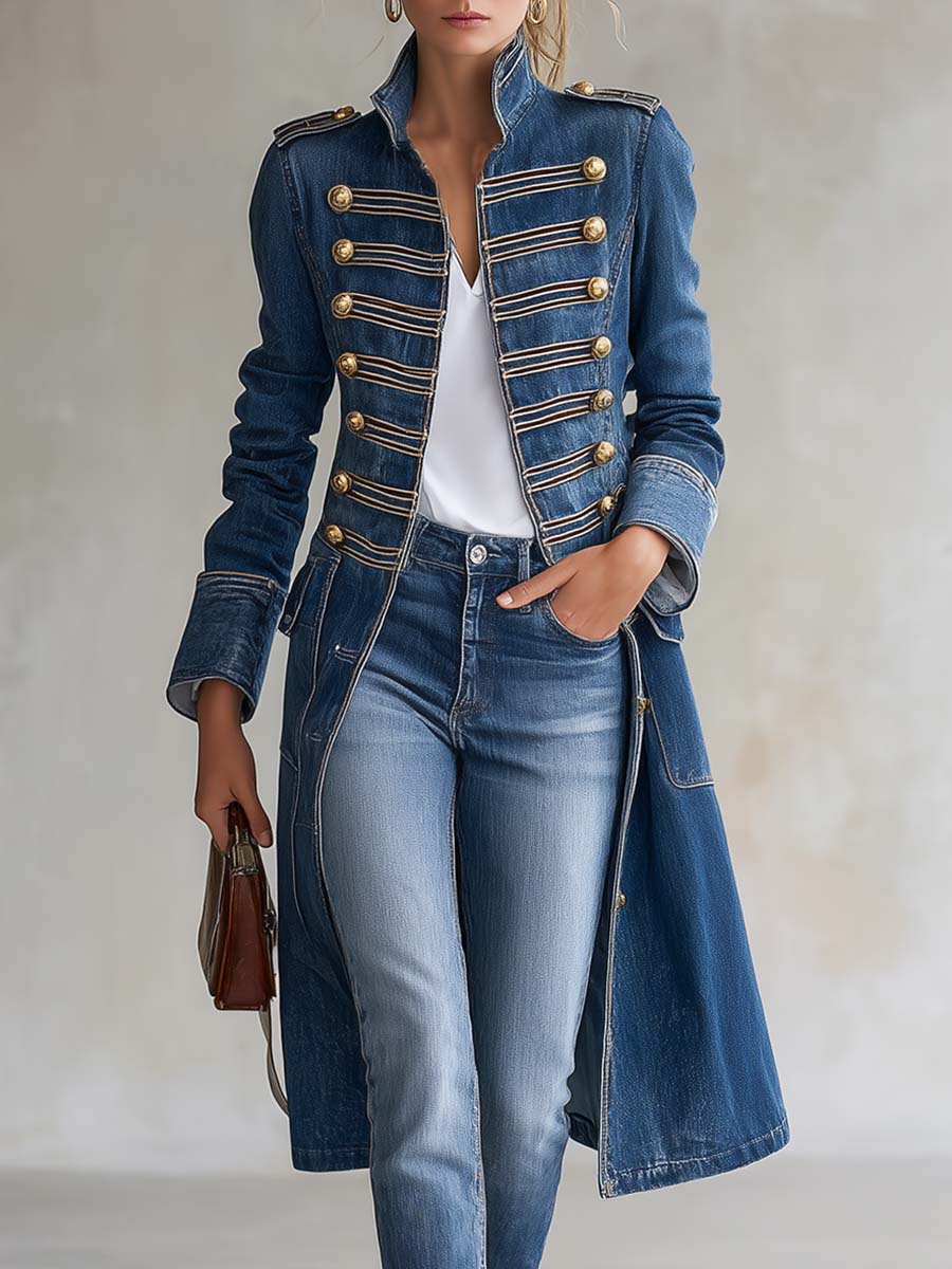 Soleeaessa - Long Sleeve Coat With Stand Collar