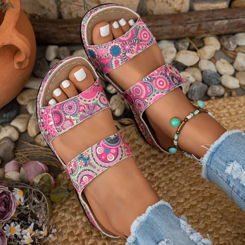 Dhifef - Summer Thick Heeled Printed Sandal
