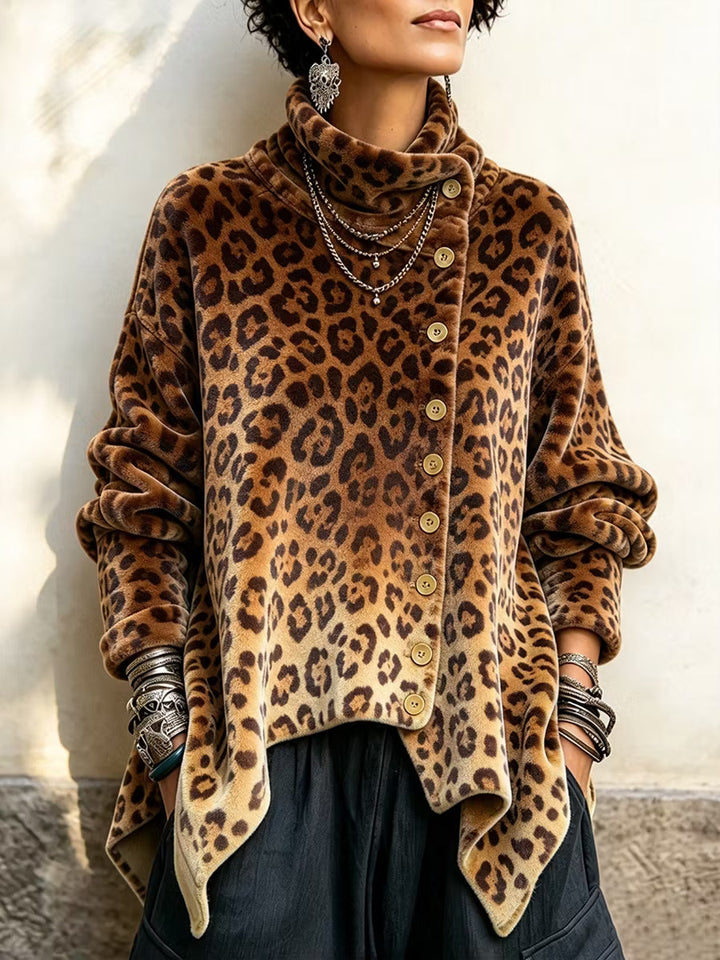 Linnella - Leopard Print Long Sleeve Blouse