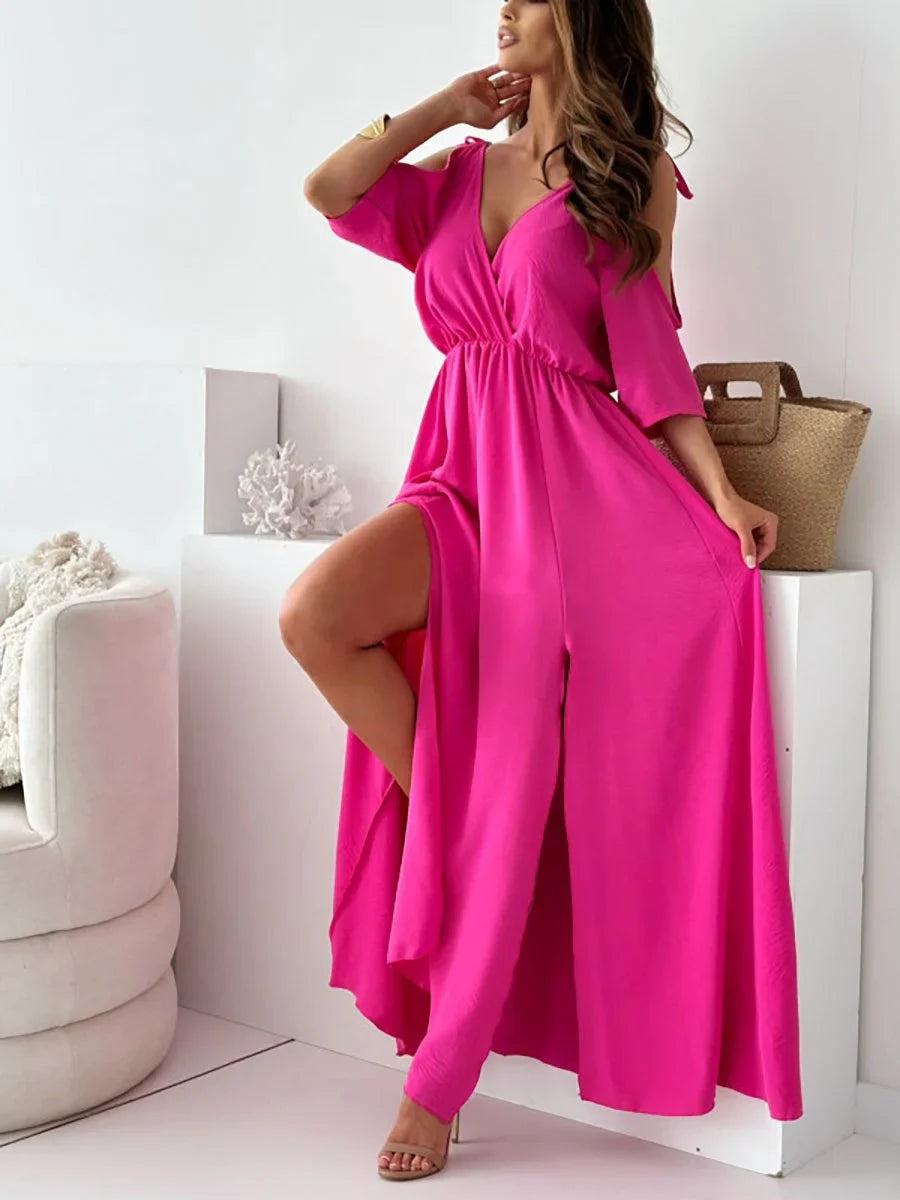 Lene - Off The Shoulder Dress With A Slit