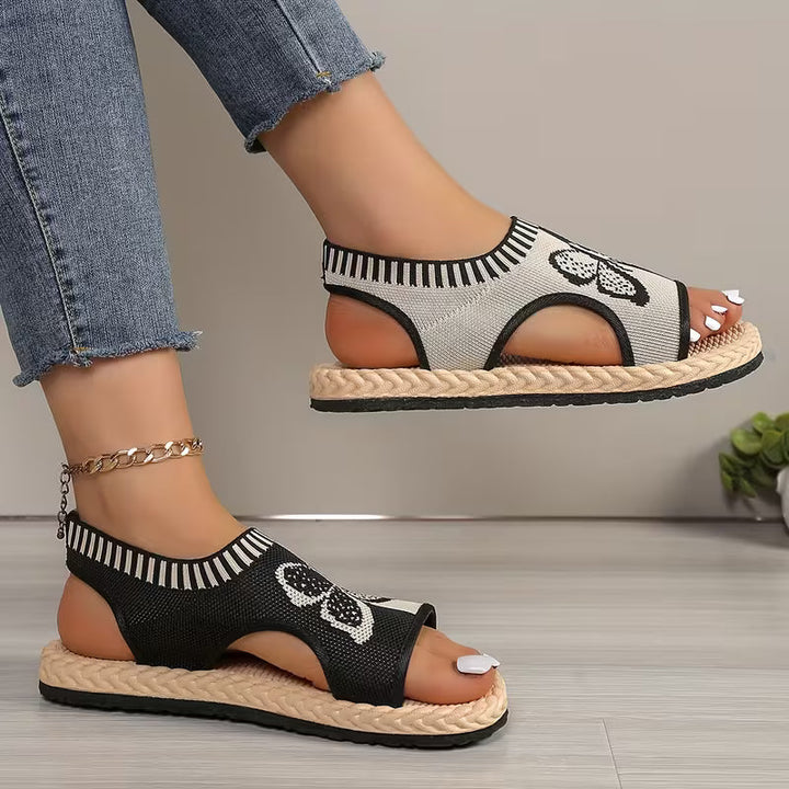 khulood - Comfortable Butterfly Pattern Flat Sandals