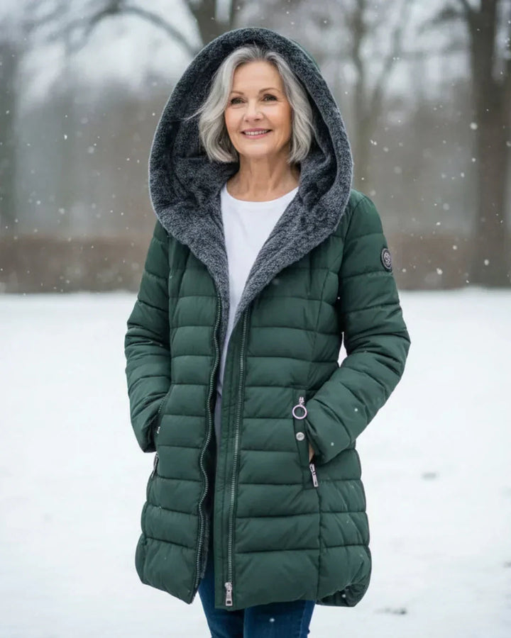 Samianea - Long Hooded Puffer Coat With Pockets