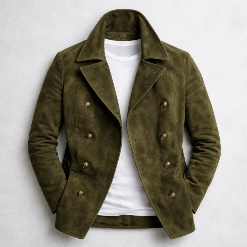 Bertarik - Classic Double-Breasted Suede Jacket