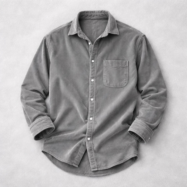 Heshan - Corduroy Shirt With Button