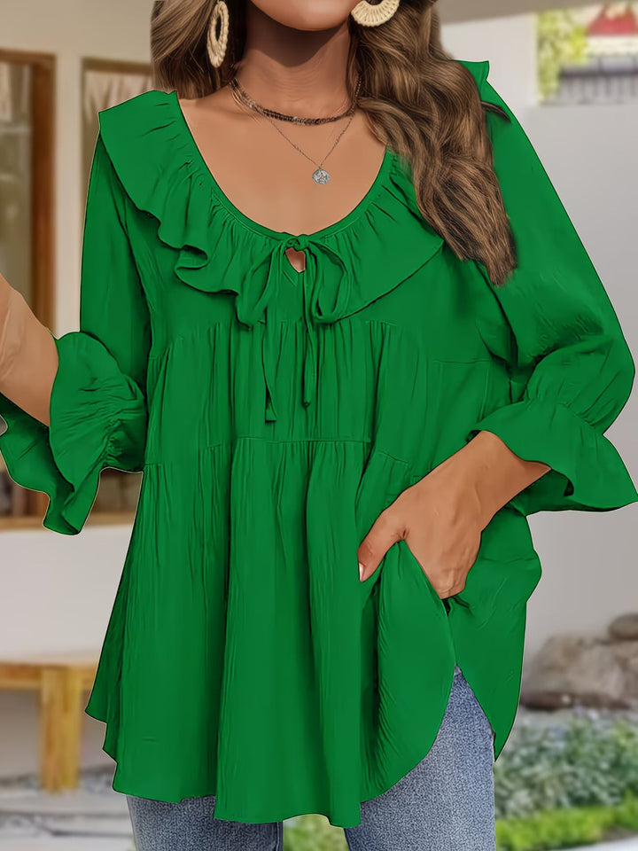 Garbine - Elegant Ruffle Neck Blouse