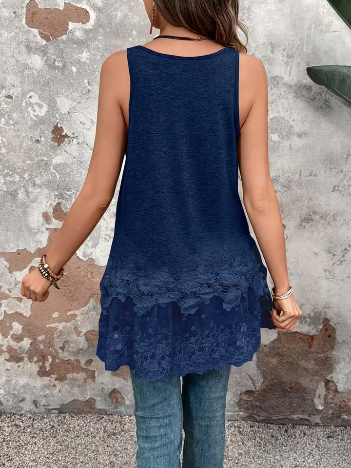Brannah - Long Vest With Contrast Lace