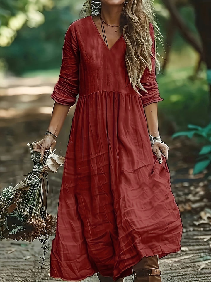 Shirron - Fashionable Long Dress With V Neck