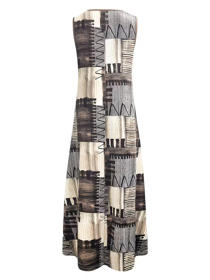 Brigitten - Sleeveless Round Neck Dress with Pockets
