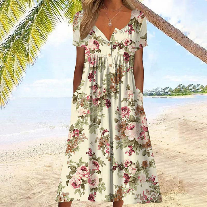Aliyeen - Vintage Floral Print Dress