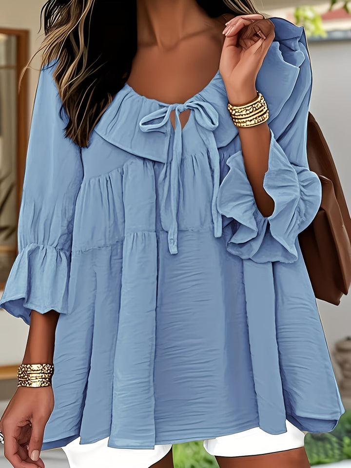 Garbine - Elegant Ruffle Neck Blouse