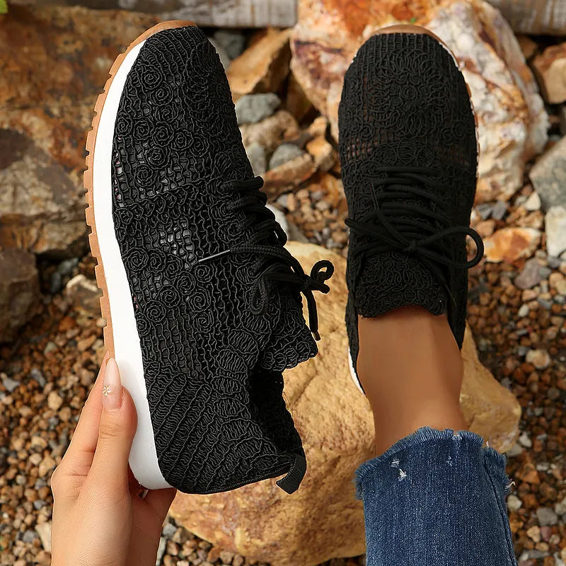 Susannah - Breathable Knitted Lace-Up Sneaker