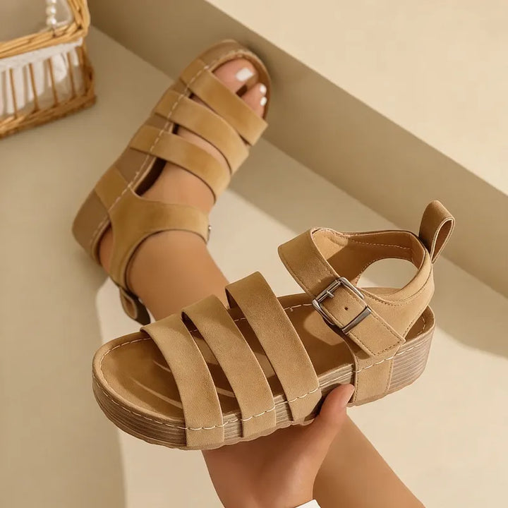 Nourah - Strappy Platform Wedge Sandals