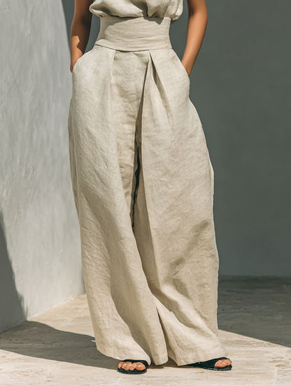 Vlatka - Sleeveless Blouse And Wide Leg Pants Set
