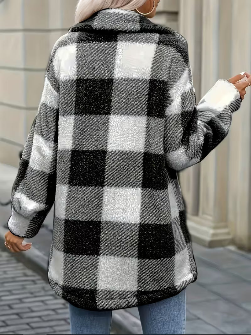 Amelena - Cross-Border Plaid Plush Jacket