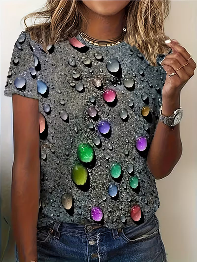 Ishadini - Casual Short Sleeve T-shirt With Round Neck