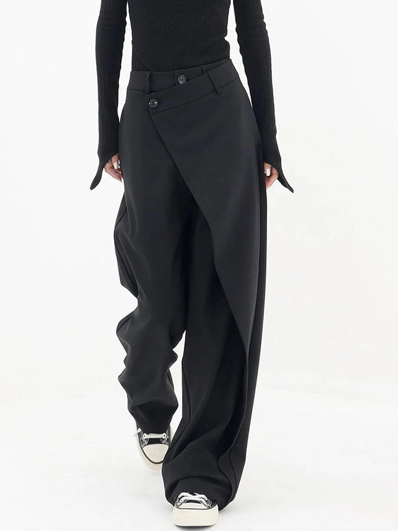 Nela - High Waisted Irregular Tailored Trousers