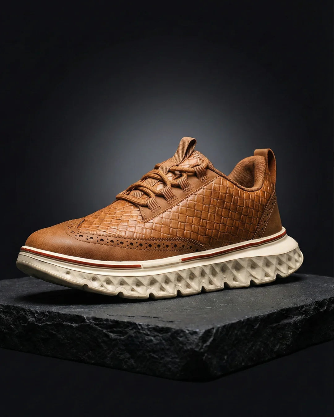 Kremer - Woven Leather Lace Up Sneakers