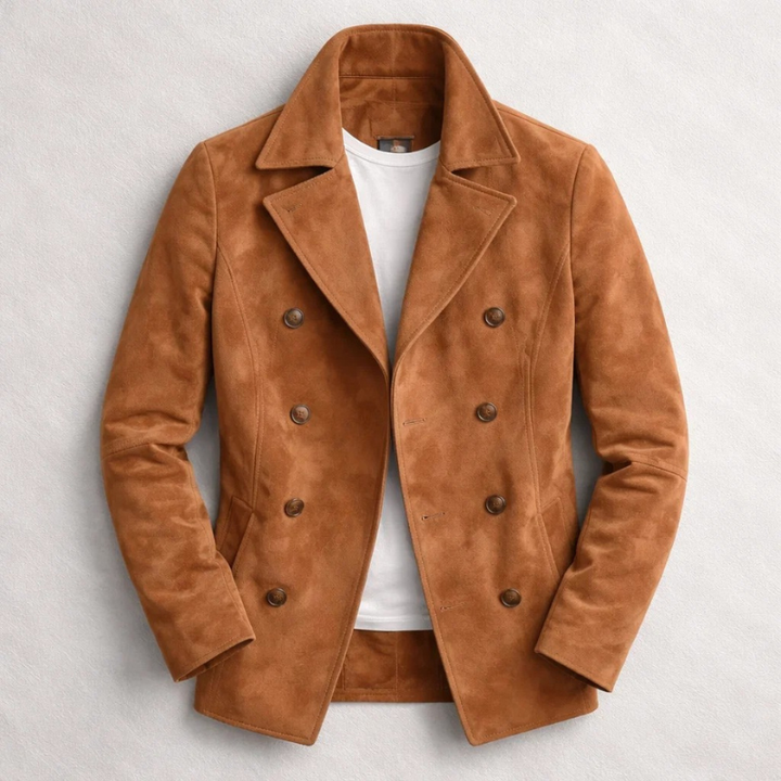 Bertarik - Classic Double-Breasted Suede Jacket