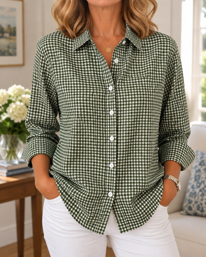 Tala - Long Sleeve Gingham Button Up Shirt