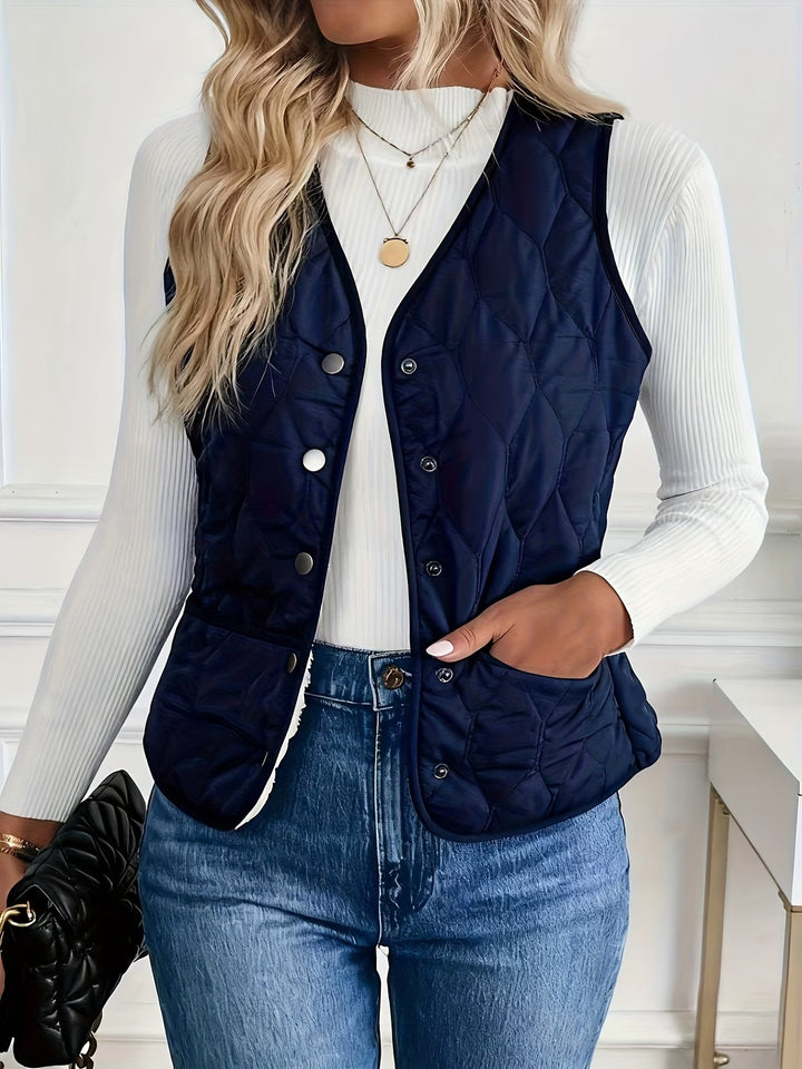 Seraora - Sleeveless Vest With Pockets