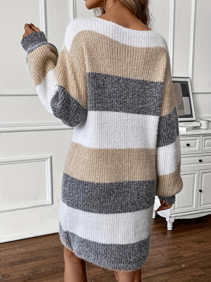 Laurella - Long Sleeve Knitted Sweater Dress