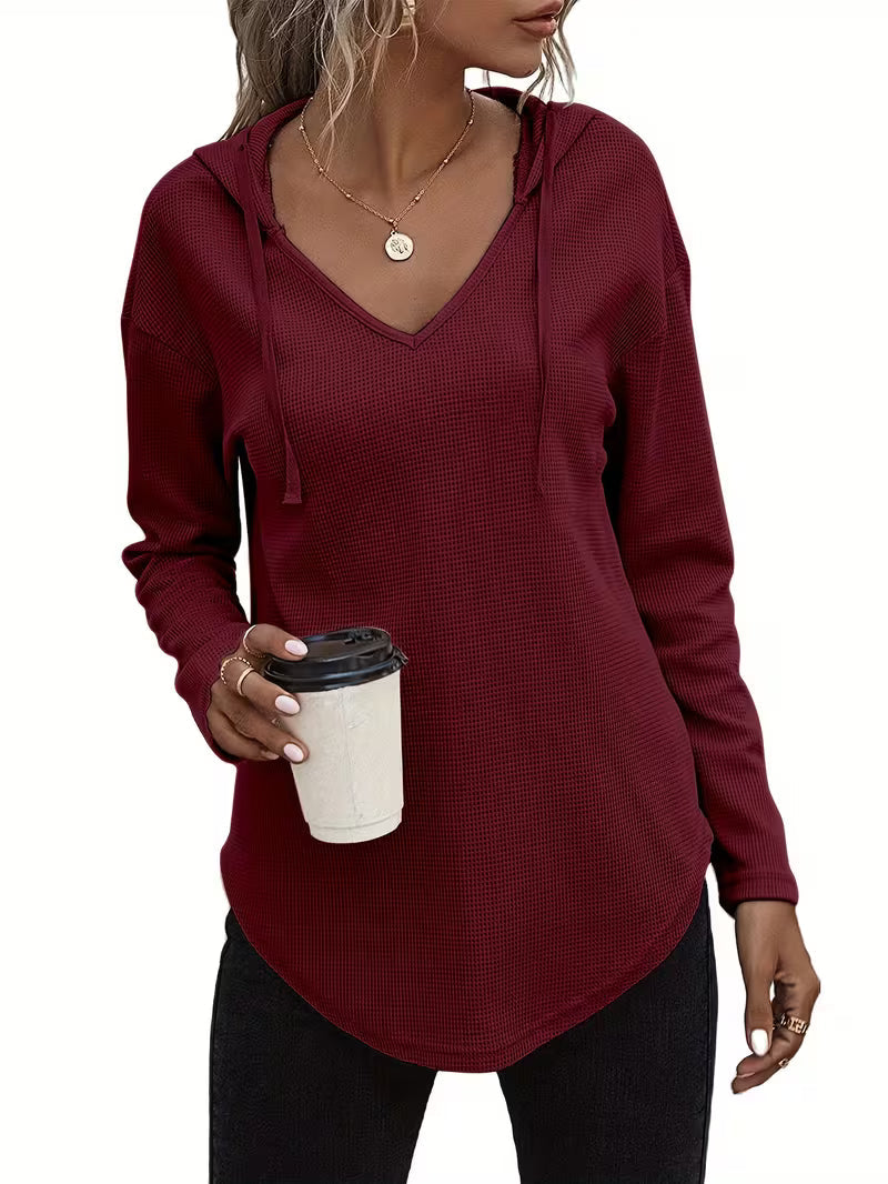 Heydi - Long Sleeve Curved Hem Hooded Sweatshirt