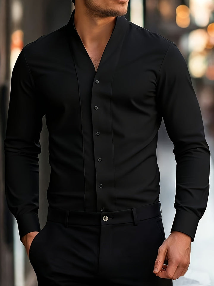 Osronas - Slim Fit Long Sleeved V-Neck Shirt