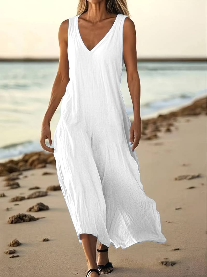 Brina - Elegant V-Neck Sleeveless Maxi Dress