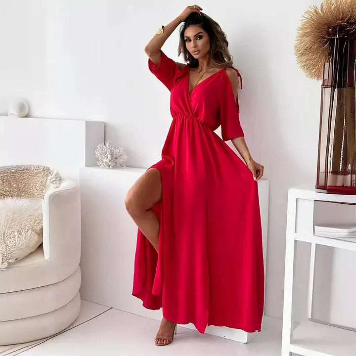 Lene - Off The Shoulder Dress With A Slit