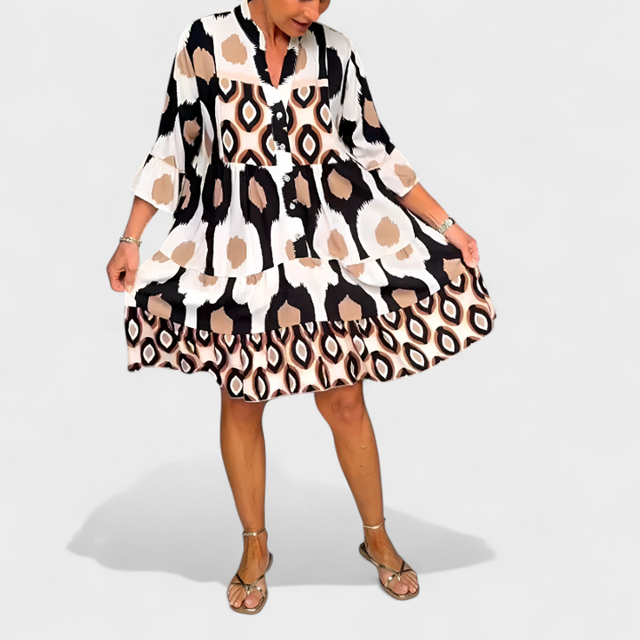 Suciana - Boho Print V-Neck Dress