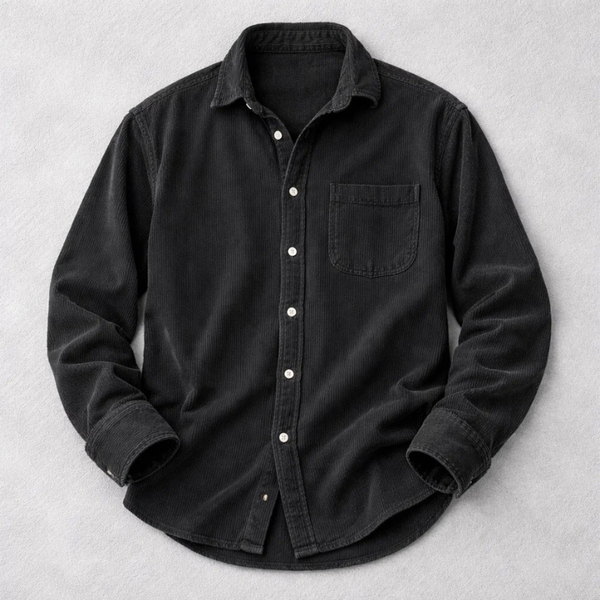 Heshan - Corduroy Shirt With Button