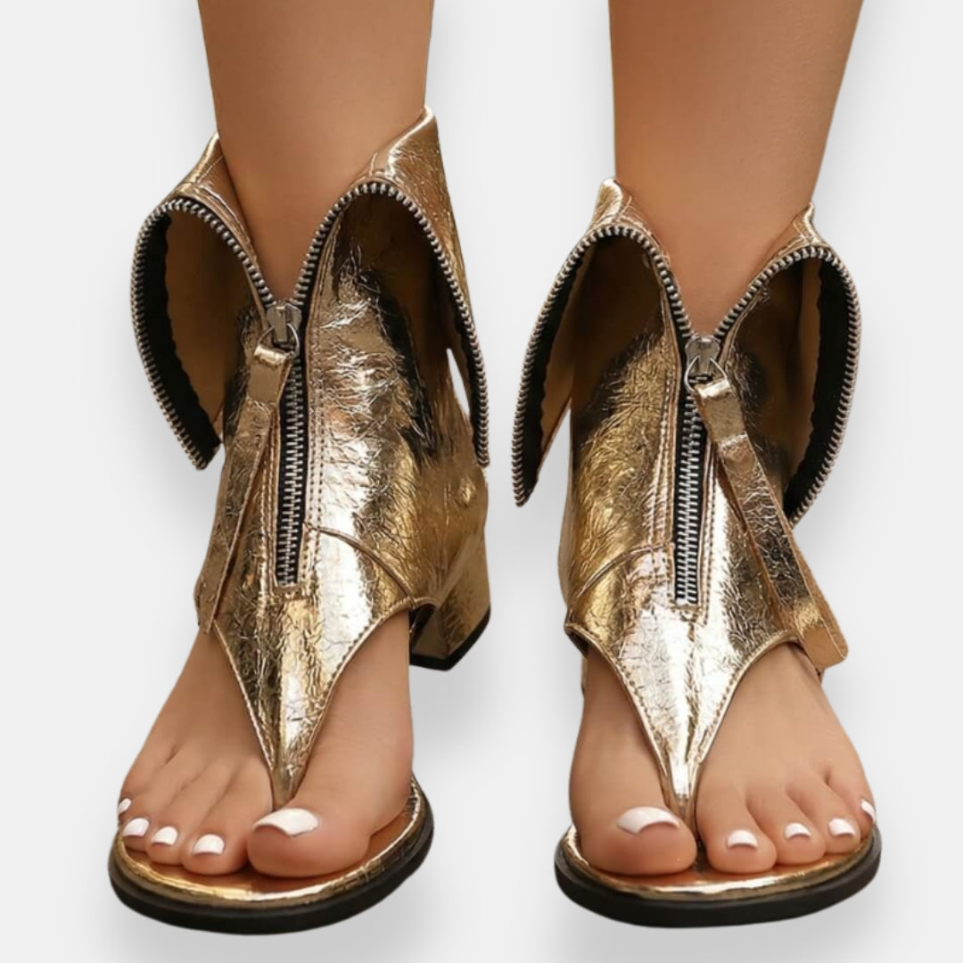 Sadiya - Metallic Zipper Sandal