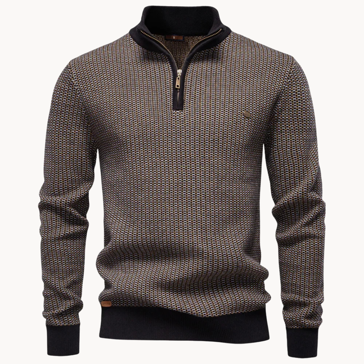 Yvesmund - Half-Zip Jacquard Knit Sweater