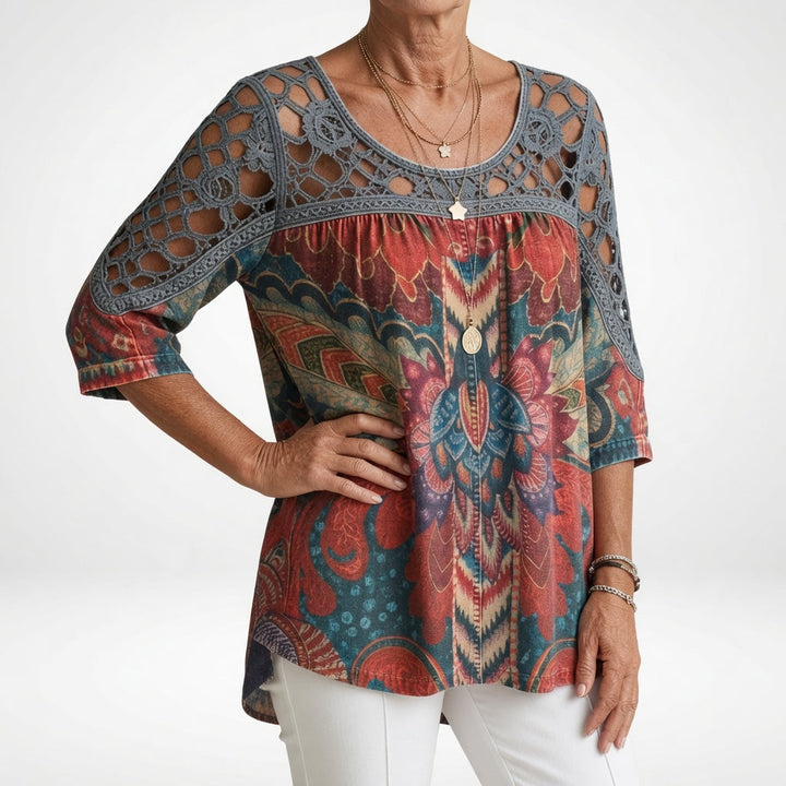 Steven - Bohemian Ethnic Print Blouse